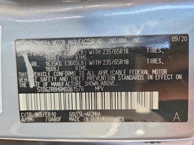 2021 TOYOTA HIGHLANDER XLE 13