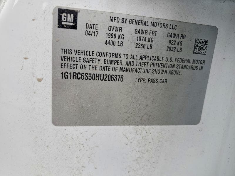 2017 CHEVROLET VOLT LT 12