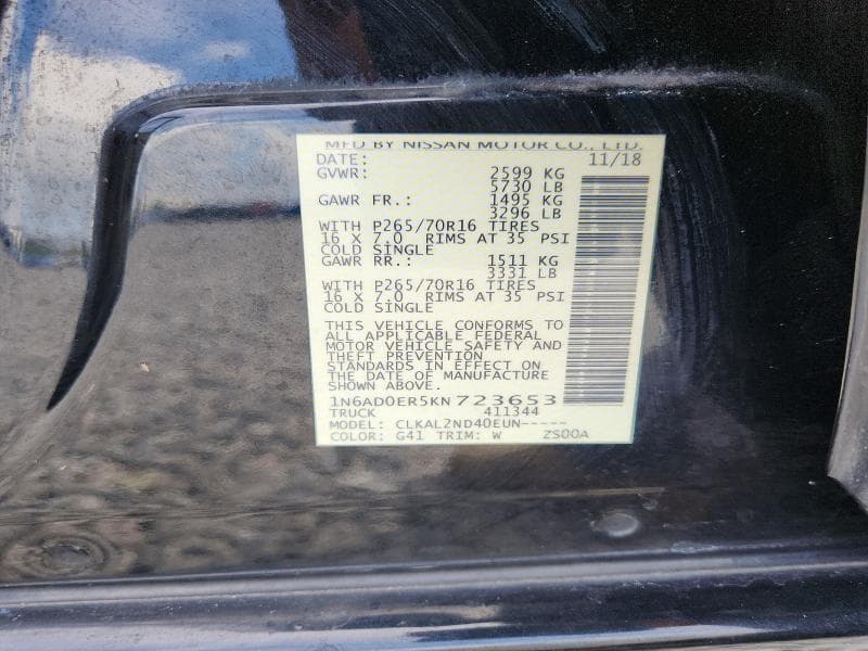 2019 NISSAN FRONTIER SV 13