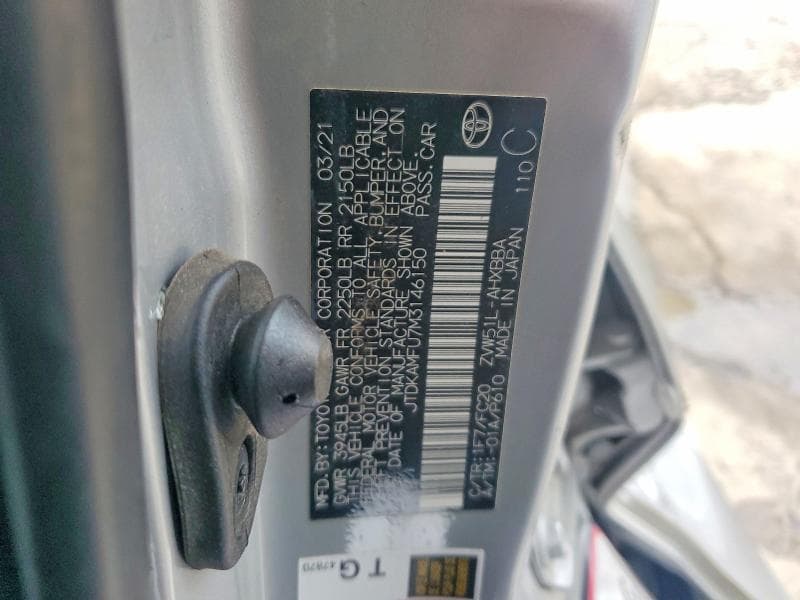 2021 TOYOTA PRIUS L ECO L ECO 12