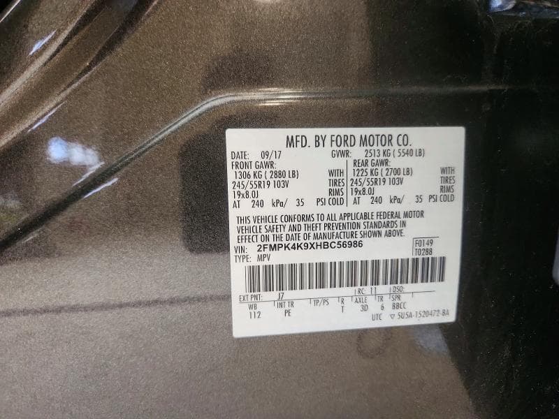 2017 FORD EDGE TITANIUM 12