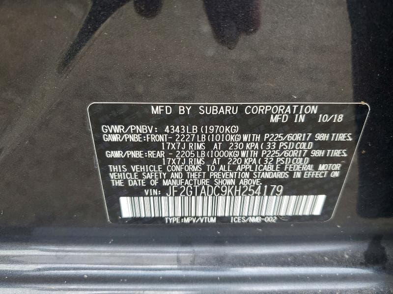 2019 SUBARU CROSSTREK PREMIUM 12