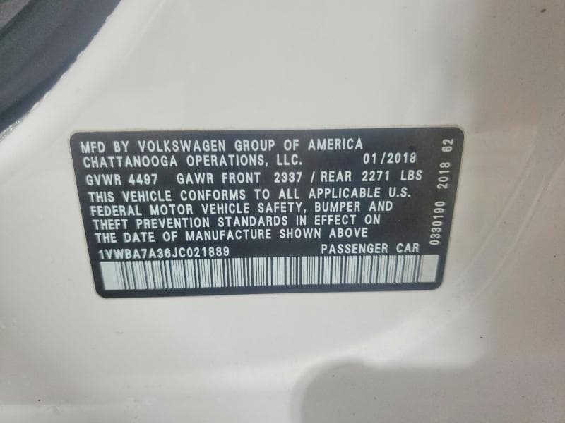 2018 VOLKSWAGEN PASSAT SE 12