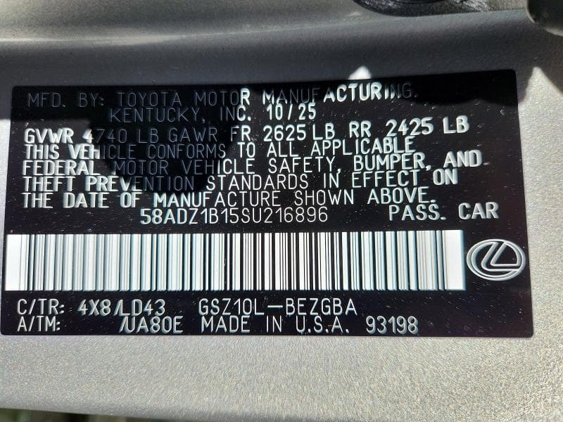 2025 LEXUS ES 350 BASE 13