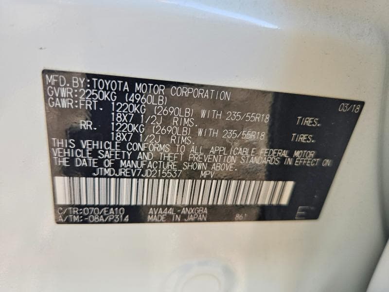 2018 TOYOTA RAV4 HV LIMITED 14