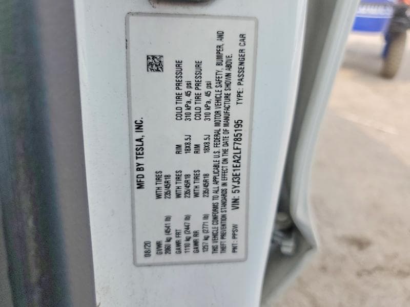 2020 TESLA MODEL 3 12
