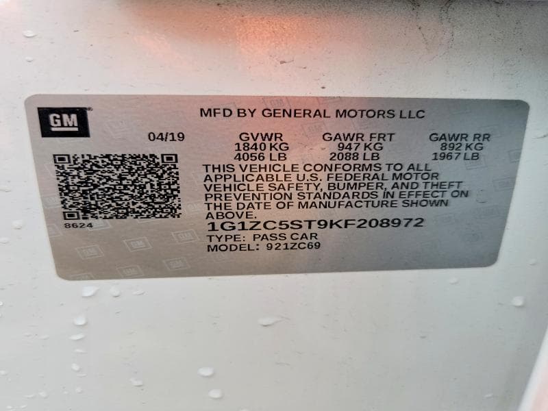 2019 CHEVROLET MALIBU LS 12