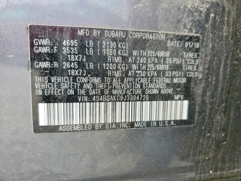 2018 SUBARU OUTBACK 2.5I LIMITED 13