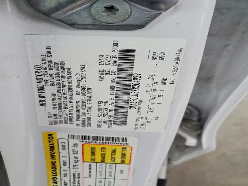 2019 FORD FUSION SE 12