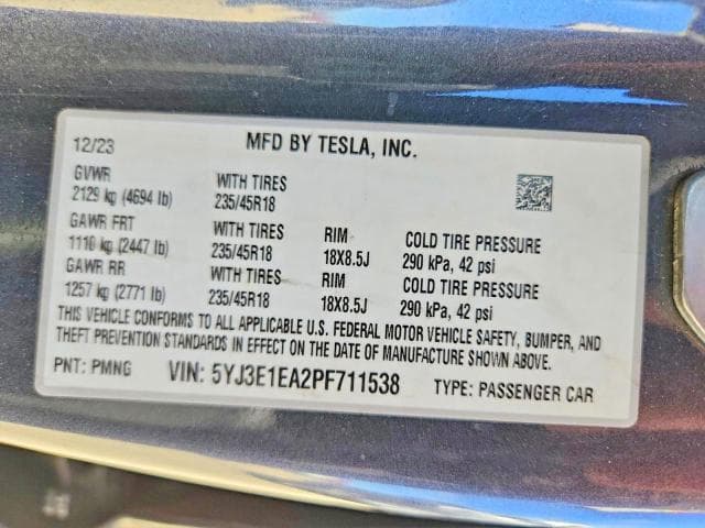 2023 TESLA MODEL 3 12