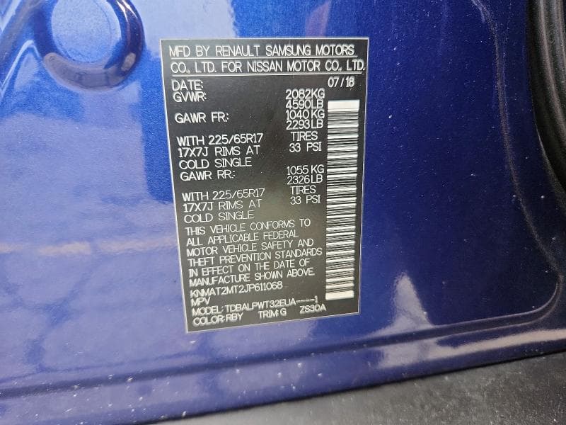 2018 NISSAN ROGUE S 13