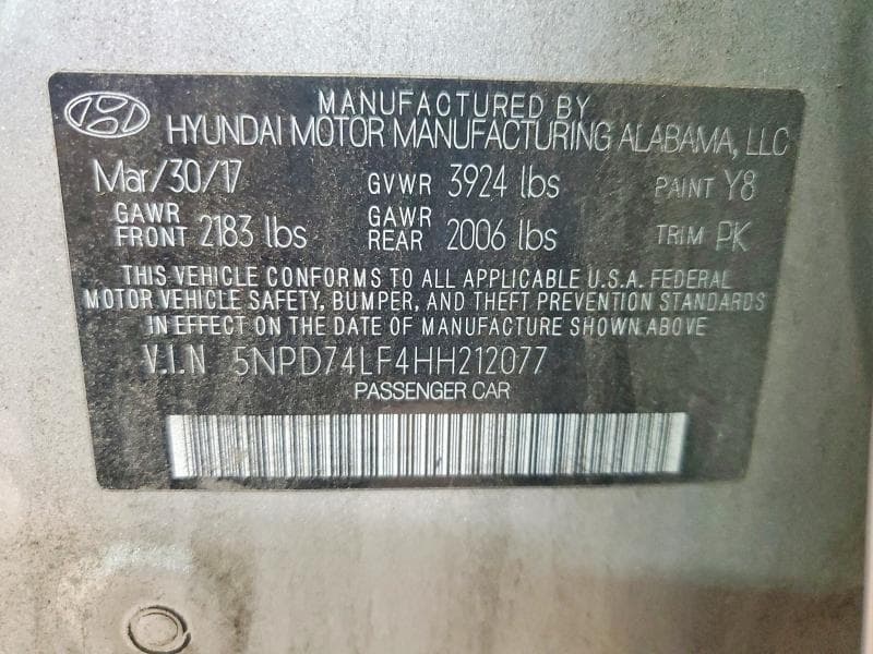 2017 HYUNDAI ELANTRA SE 12