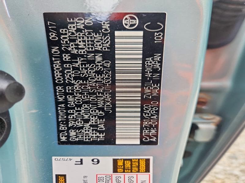 2017 TOYOTA PRIUS FOUR 12