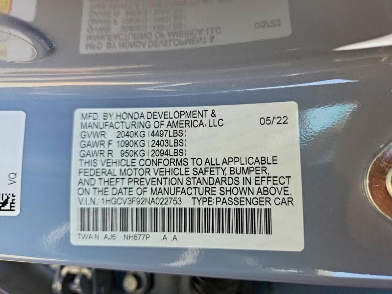 2022 HONDA ACCORD TOURING HYBRID 13