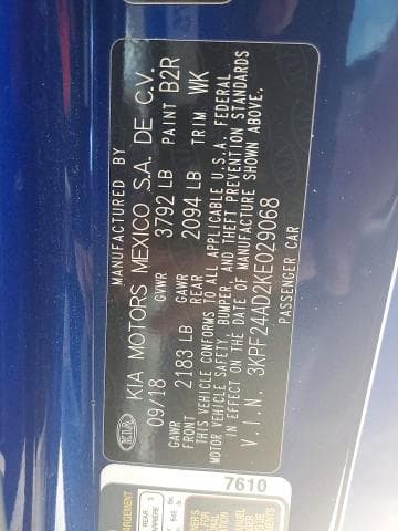2019 KIA FORTE FE 12