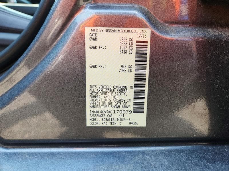 2019 NISSAN ALTIMA SL 13