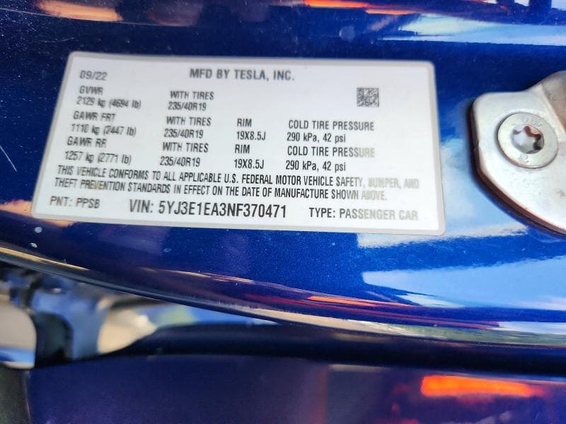 2022 TESLA MODEL 3 12