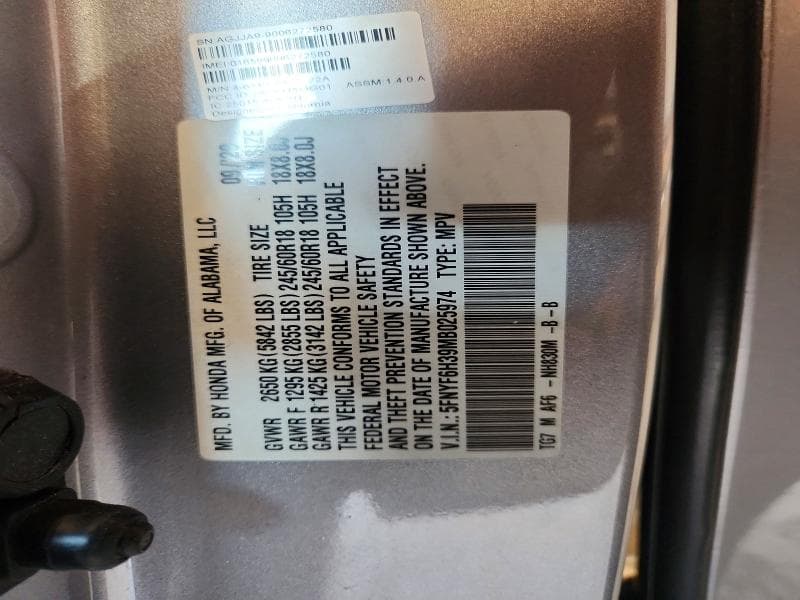 2021 HONDA PILOT EX 14