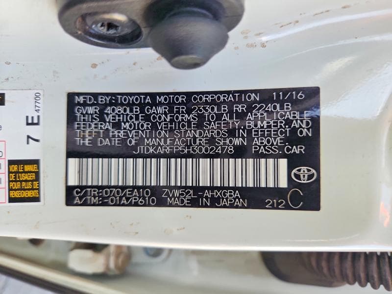 2017 TOYOTA PRIUS PRIME PREMIUM 13