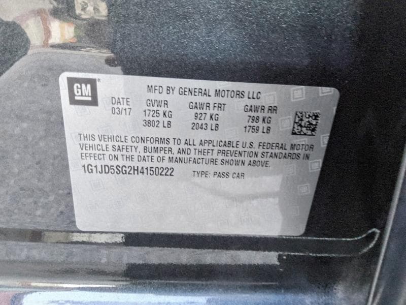2017 CHEVROLET SONIC LT 12