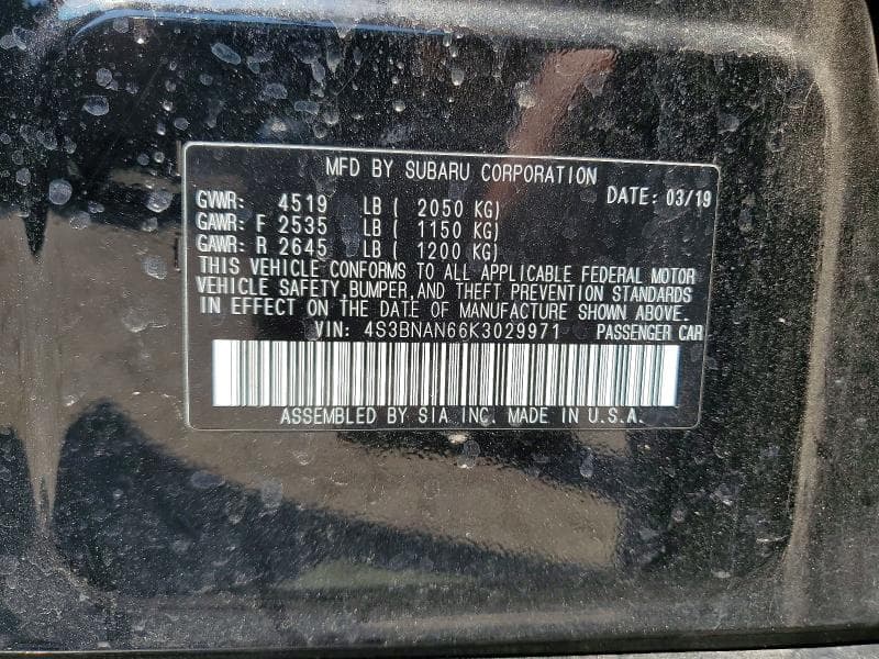 2019 SUBARU LEGACY 2.5I LIMITED 12