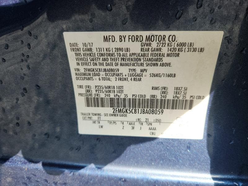 2018 FORD FLEX SEL 13