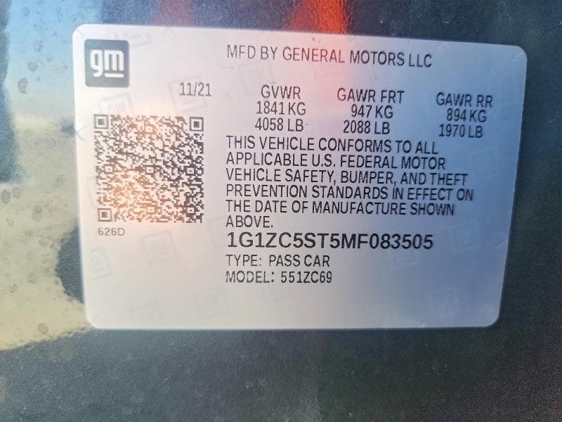 2021 CHEVROLET MALIBU LS 12