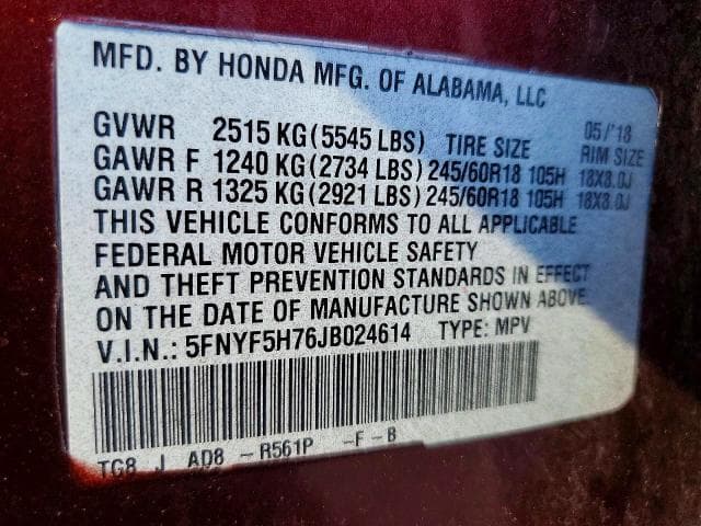 2018 HONDA PILOT EXLN 13