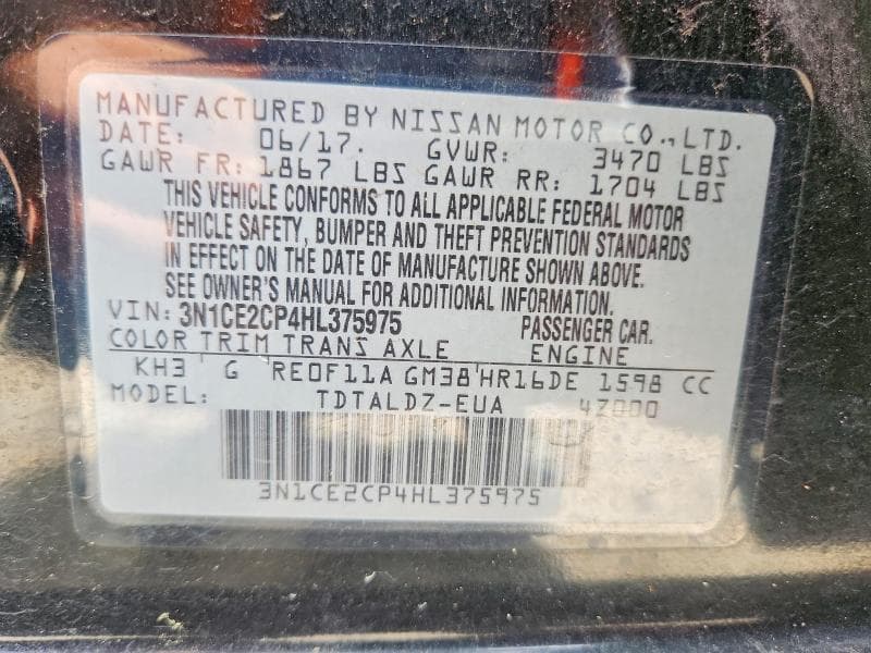 2017 NISSAN VERSA NOTE S PLUS 12