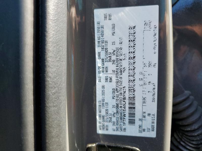 2020 FORD F150 SUPERCREW 12