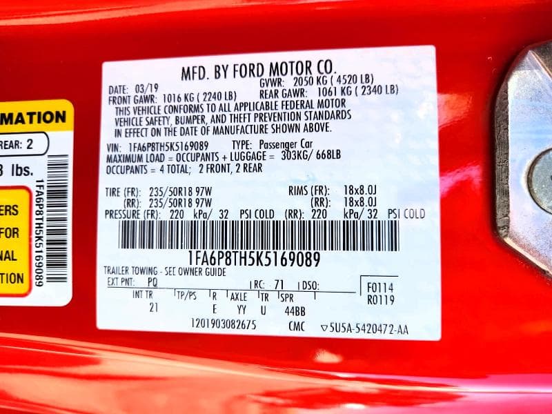 2019 FORD MUSTANG 12