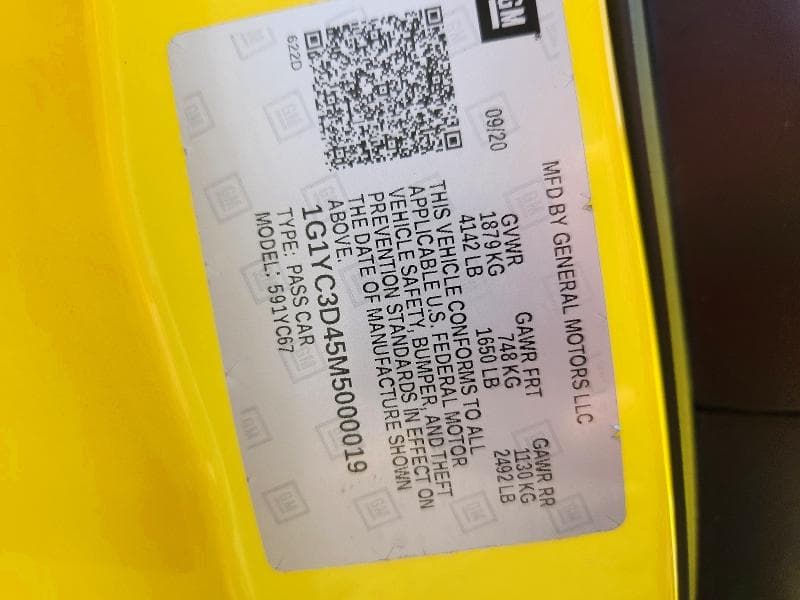 2021 CHEVROLET CORVETTE STINGRAY 3LT 12
