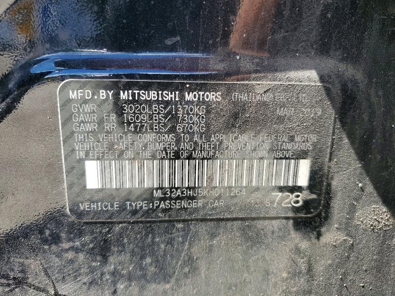 2019 MITSUBISHI MIRAGE ES 12