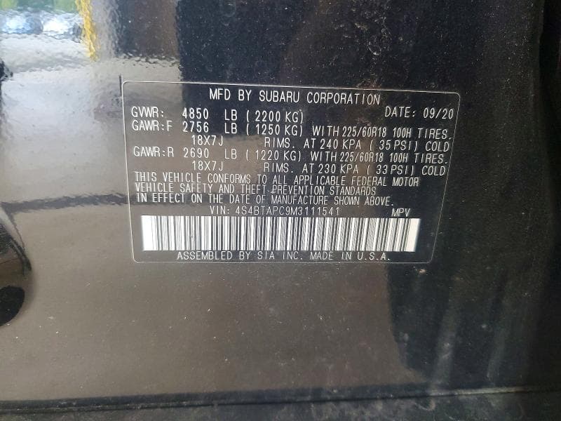 2021 SUBARU OUTBACK TOURING 13