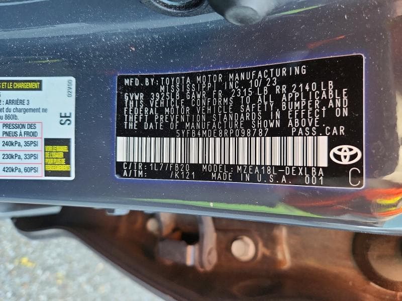 2024 TOYOTA COROLLA LE 12