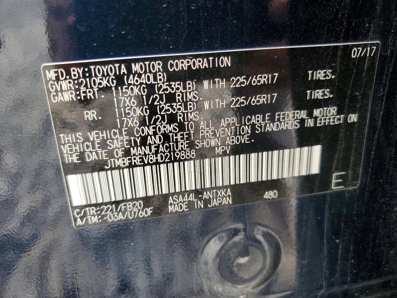 2017 TOYOTA RAV4 LE 13