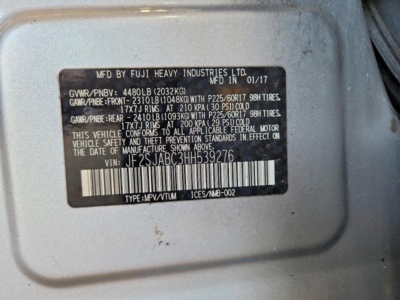 2017 SUBARU FORESTER 2.5I 13
