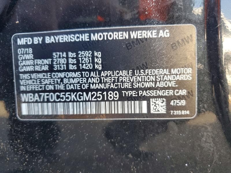 2019 BMW 750 I 12