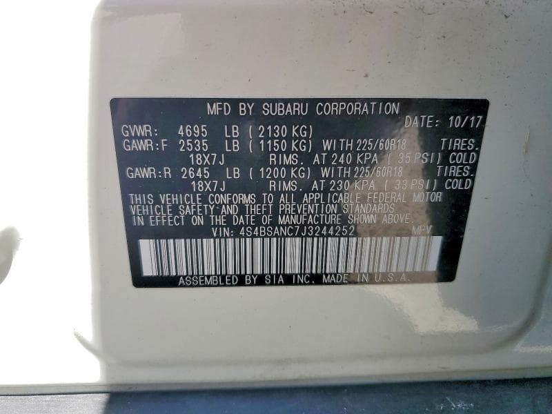 2018 SUBARU OUTBACK 2.5I LIMITED 13