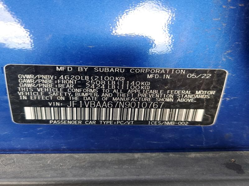 2022 SUBARU WRX 12