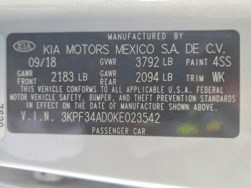 2019 KIA FORTE S 12