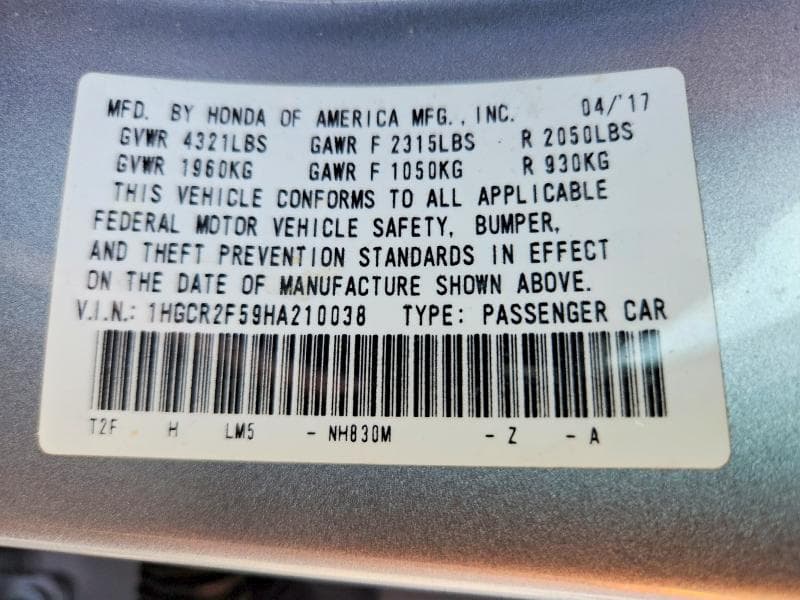 2017 HONDA ACCORD SPORT 12
