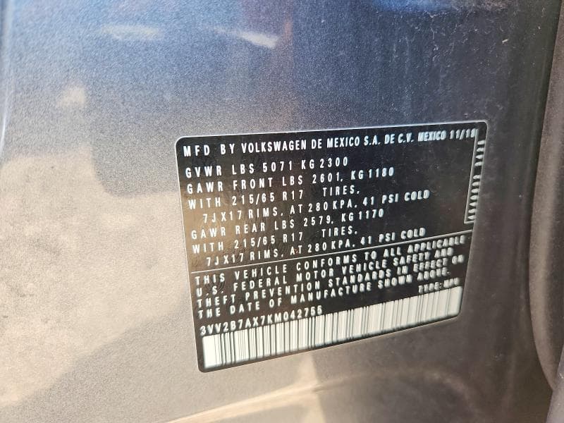 2019 VOLKSWAGEN TIGUAN SE 12