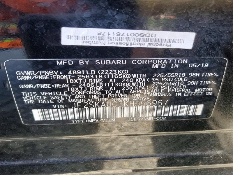 2019 SUBARU FORESTER LIMITED 13