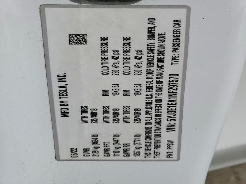 2022 TESLA MODEL 3 12