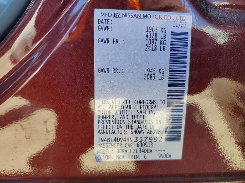 2024 NISSAN ALTIMA SV 12