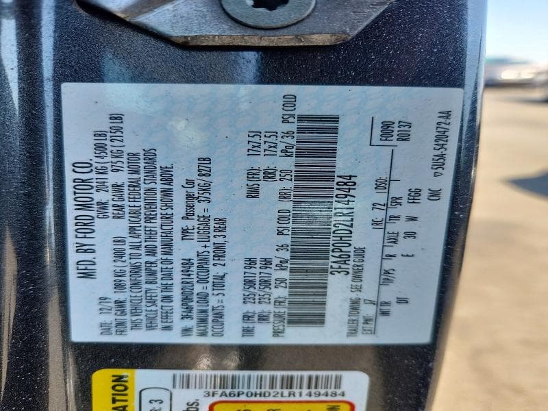 2020 FORD FUSION SE 13