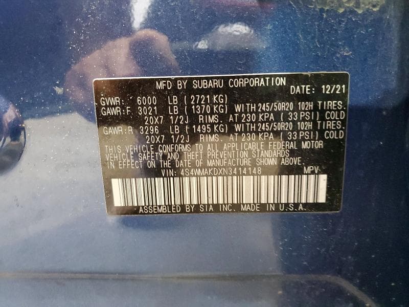 2022 SUBARU ASCENT LIMITED 12