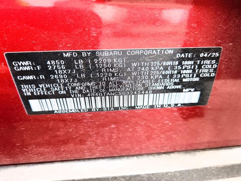 2025 SUBARU OUTBACK LIMITED 12