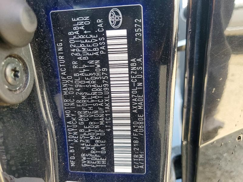 2020 TOYOTA CAMRY LE 13